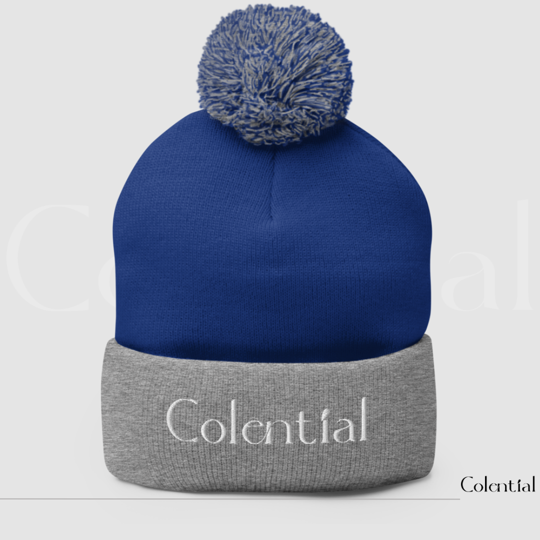 Colential Embroidered Pom-Pom Beanie - CR903