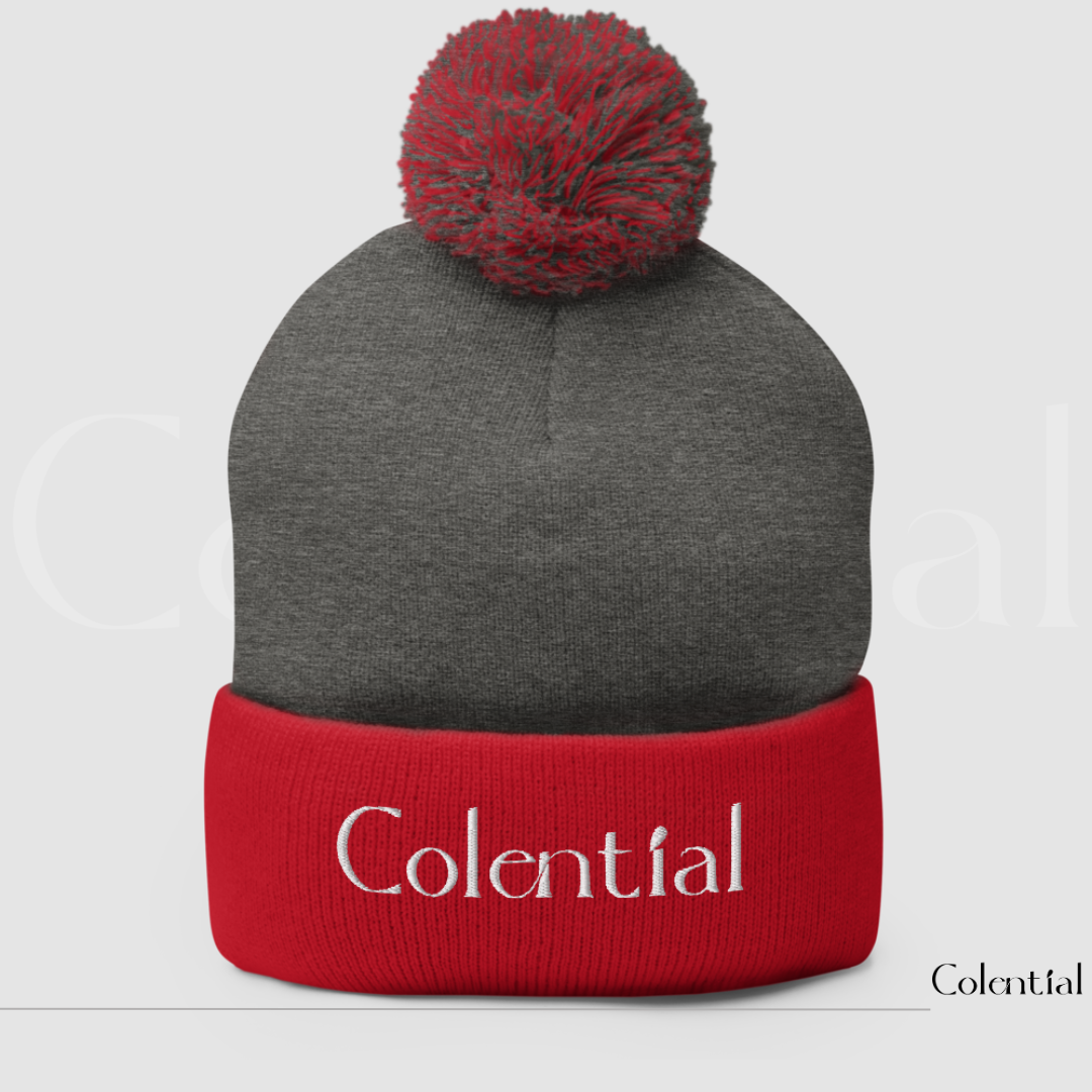 Colential Embroidered Pom-Pom Beanie - CR903