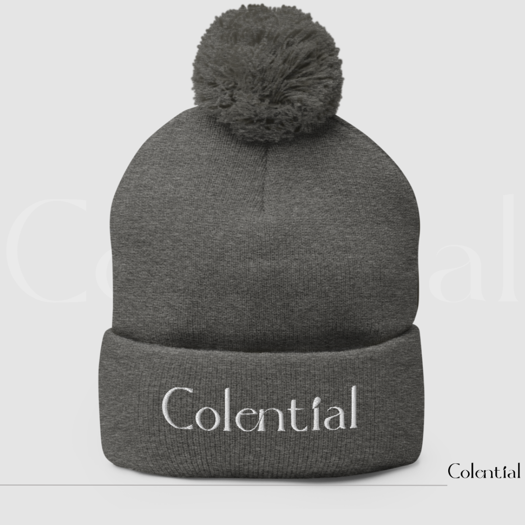 Colential Embroidered Pom-Pom Beanie - CR903