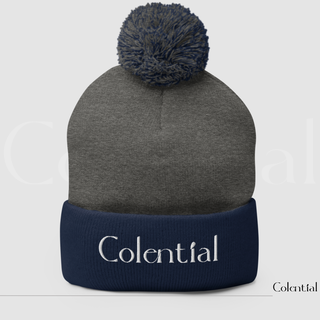 Colential Embroidered Pom-Pom Beanie - CR903