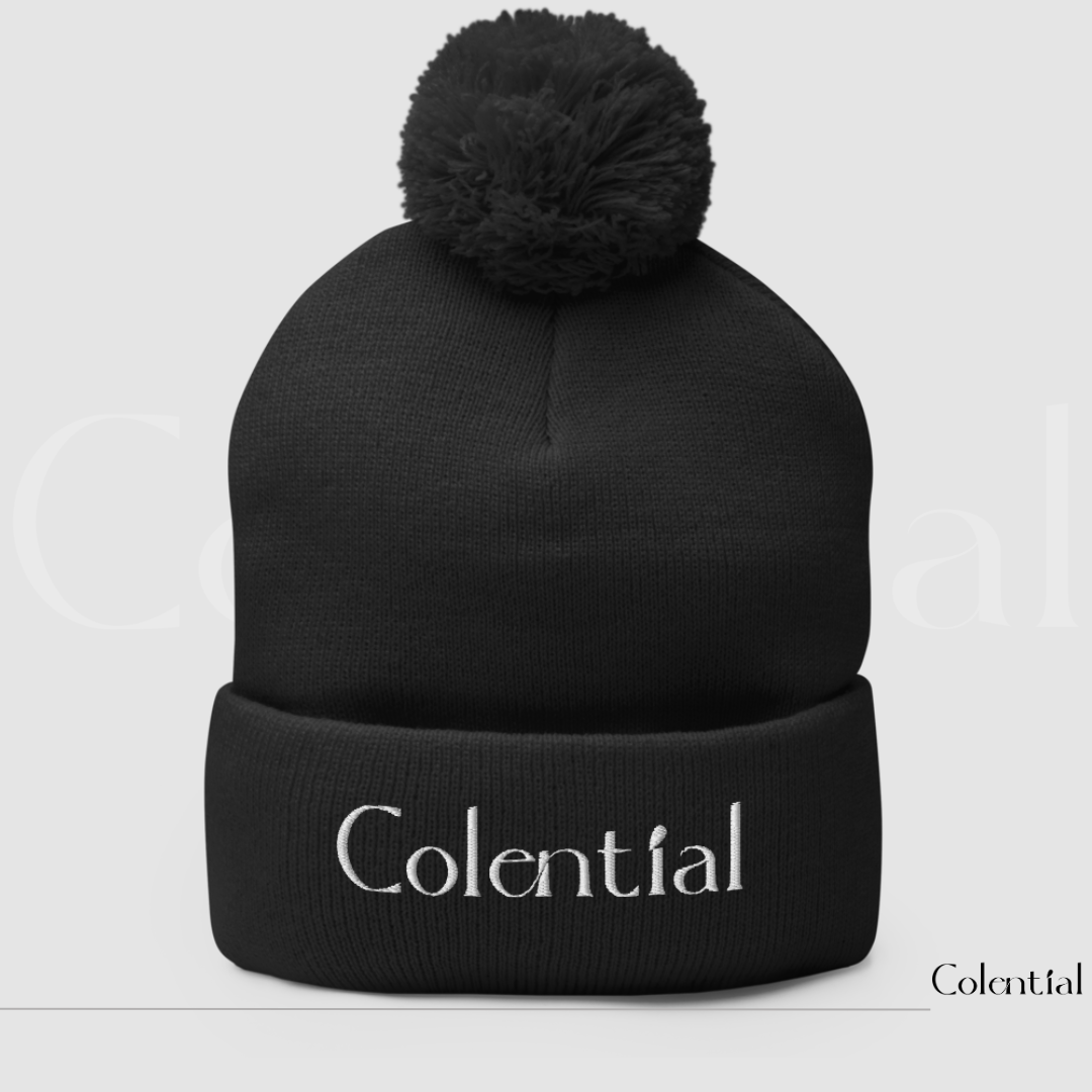 Colential Embroidered Pom-Pom Beanie - CR903