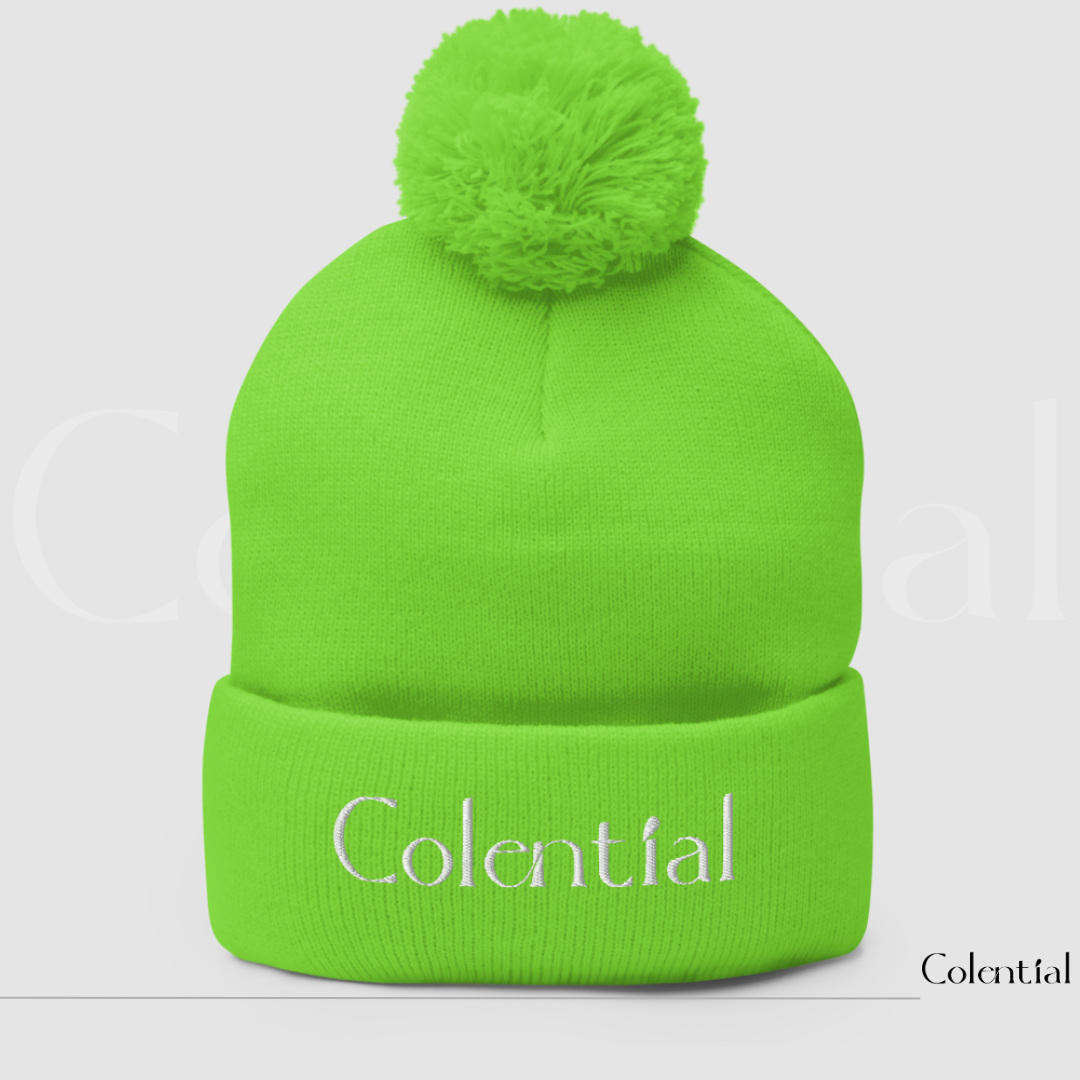 Colential Embroidered Pom-Pom Beanie - CR903