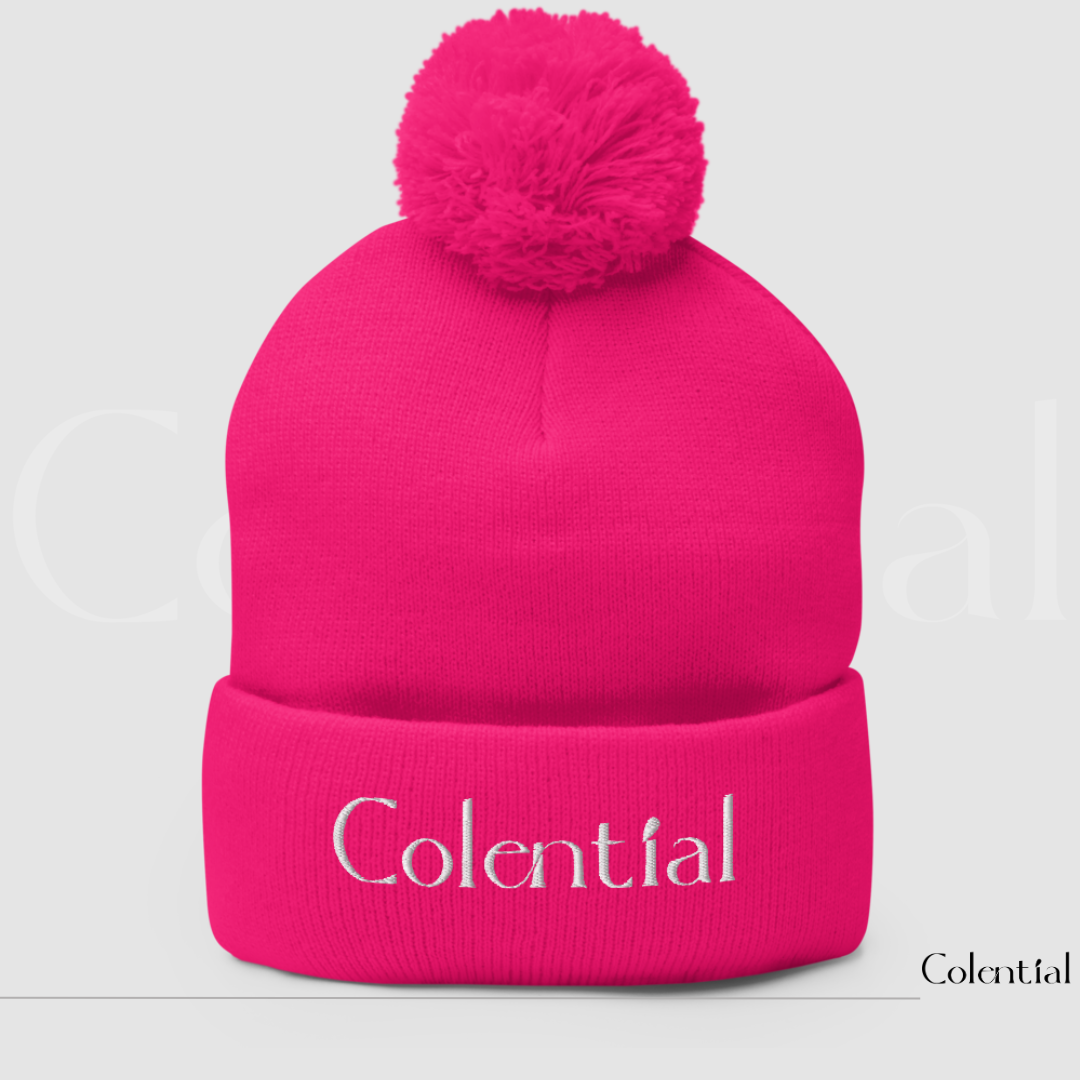 Colential Embroidered Pom-Pom Beanie - CR903