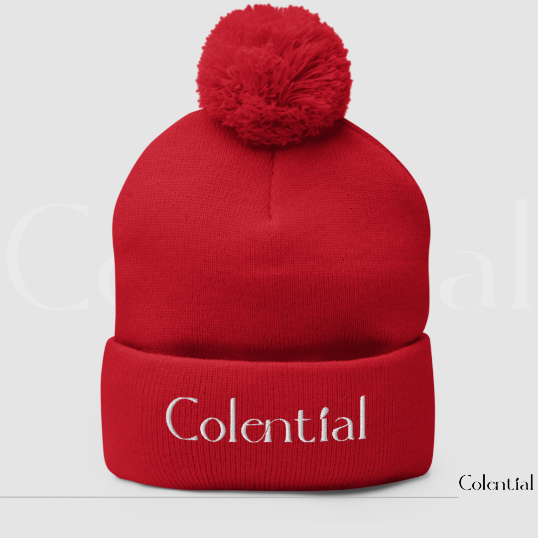 Colential Embroidered Pom-Pom Beanie - CR903