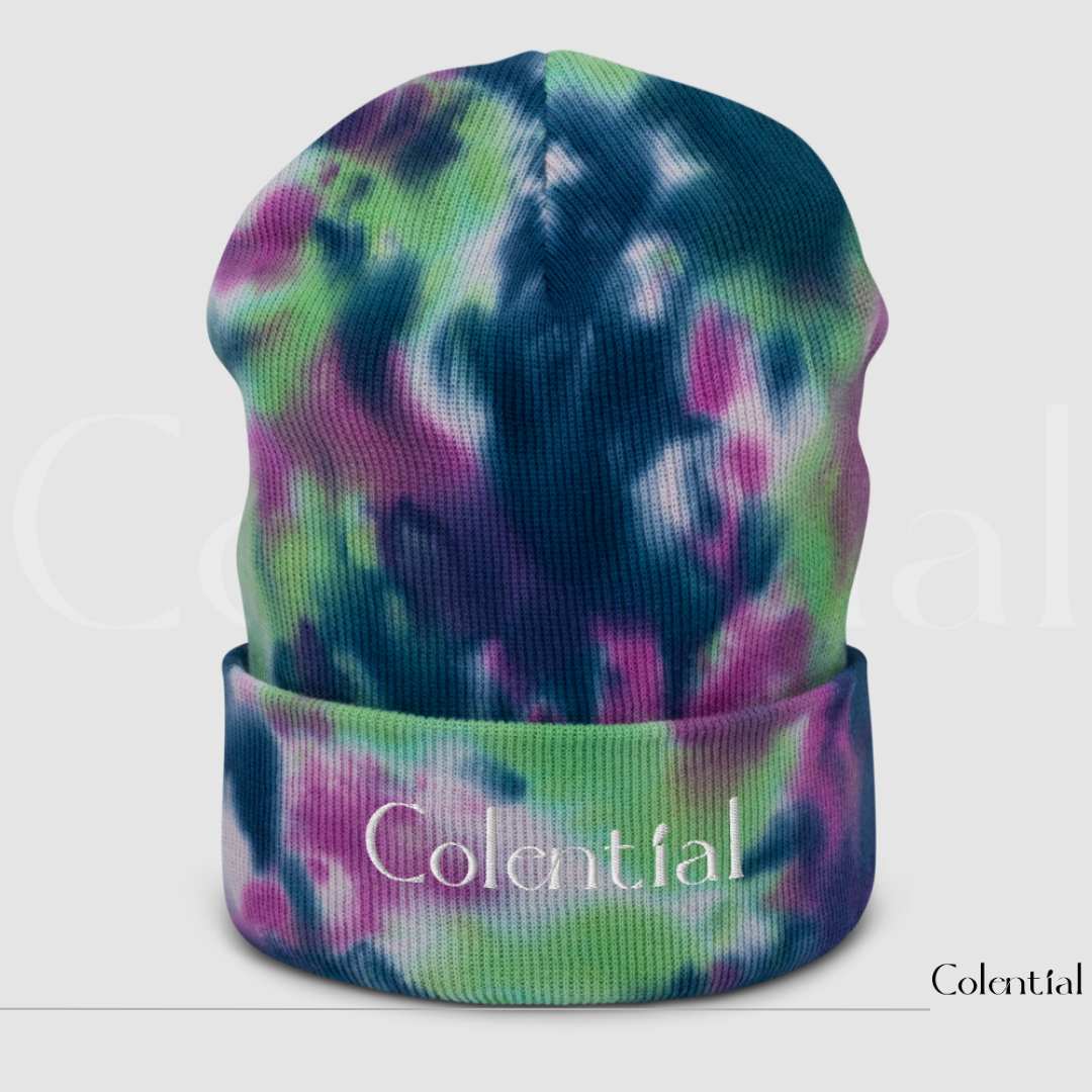 Colential Embroidered Tie-dye Cufed beanie - CR905