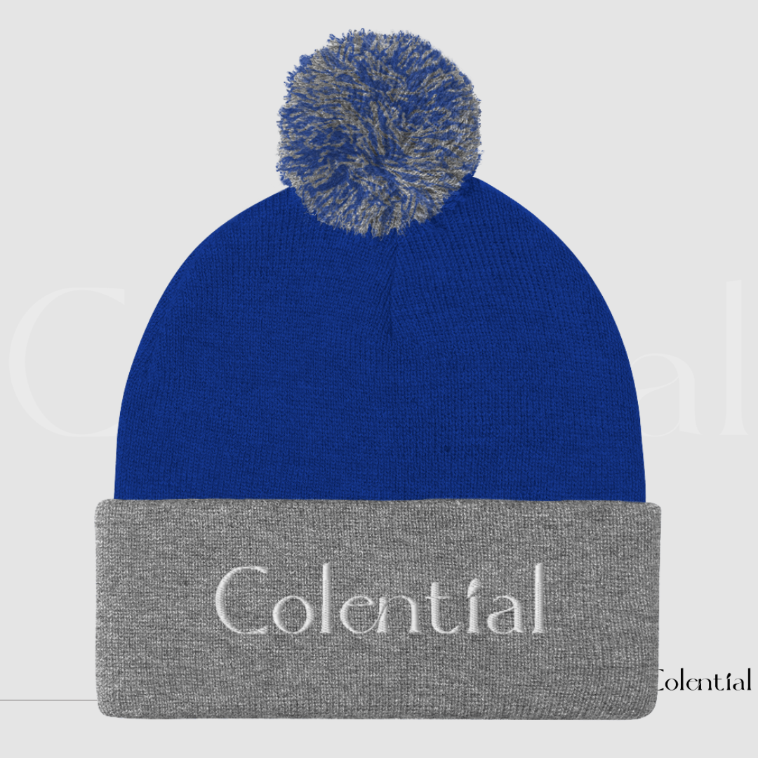 Colential Embroidered Pom-Pom Beanie - CR903