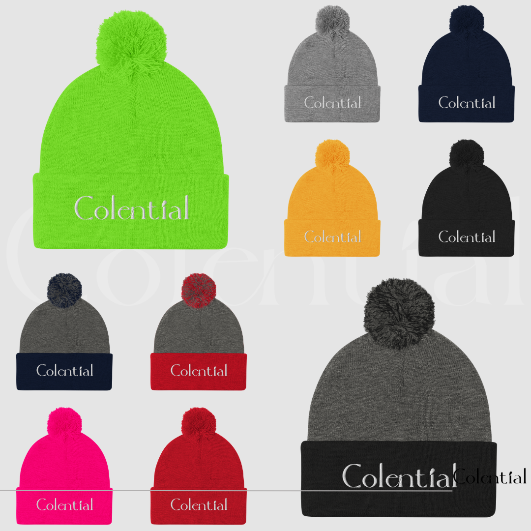 Colential Embroidered Pom-Pom Beanie - CR903