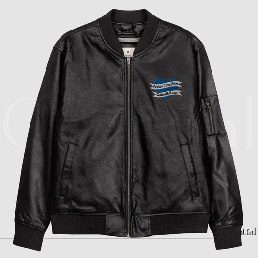 Colential Faux Leather Bomber Jacket - C9005