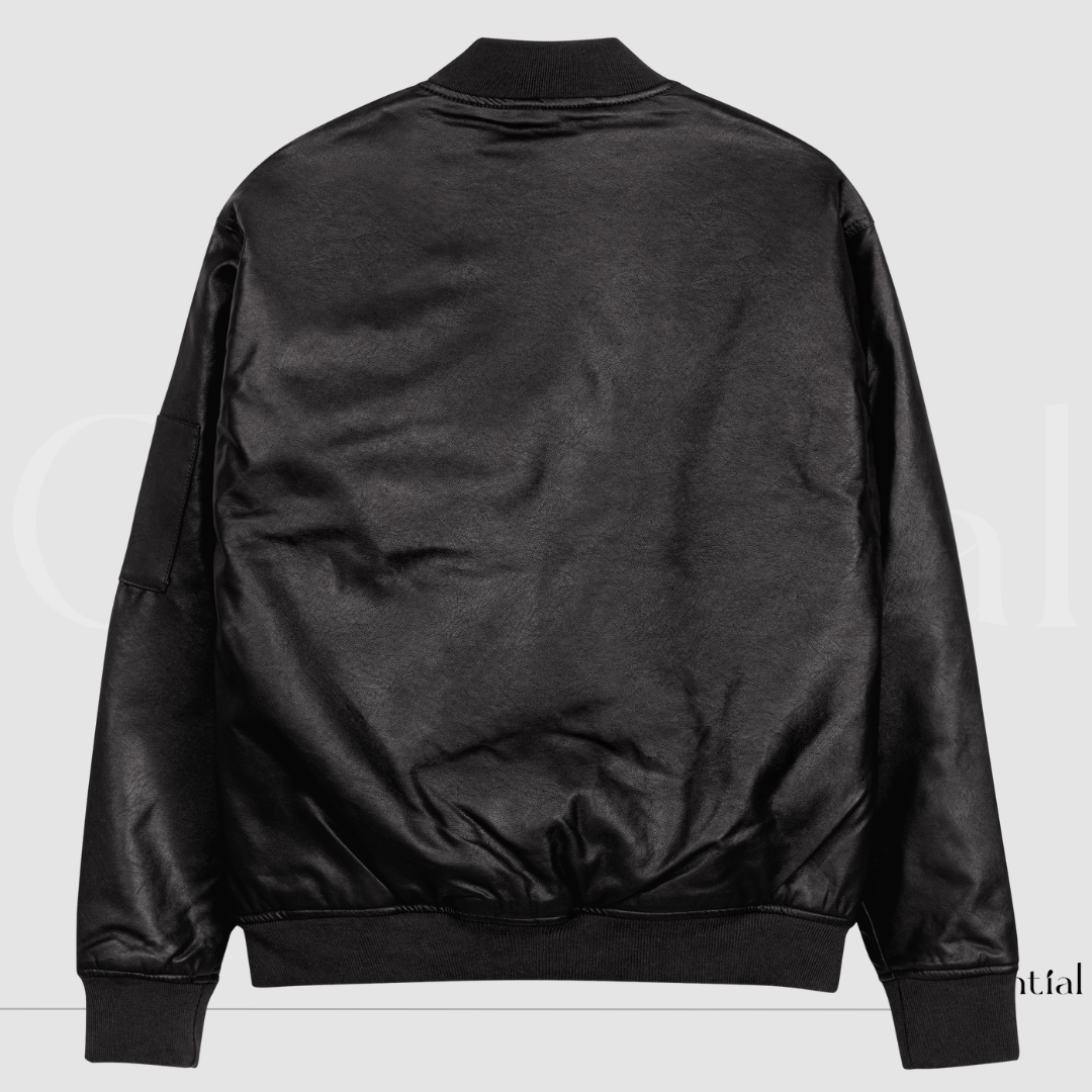 Colential Faux Leather Bomber Jacket - C9005