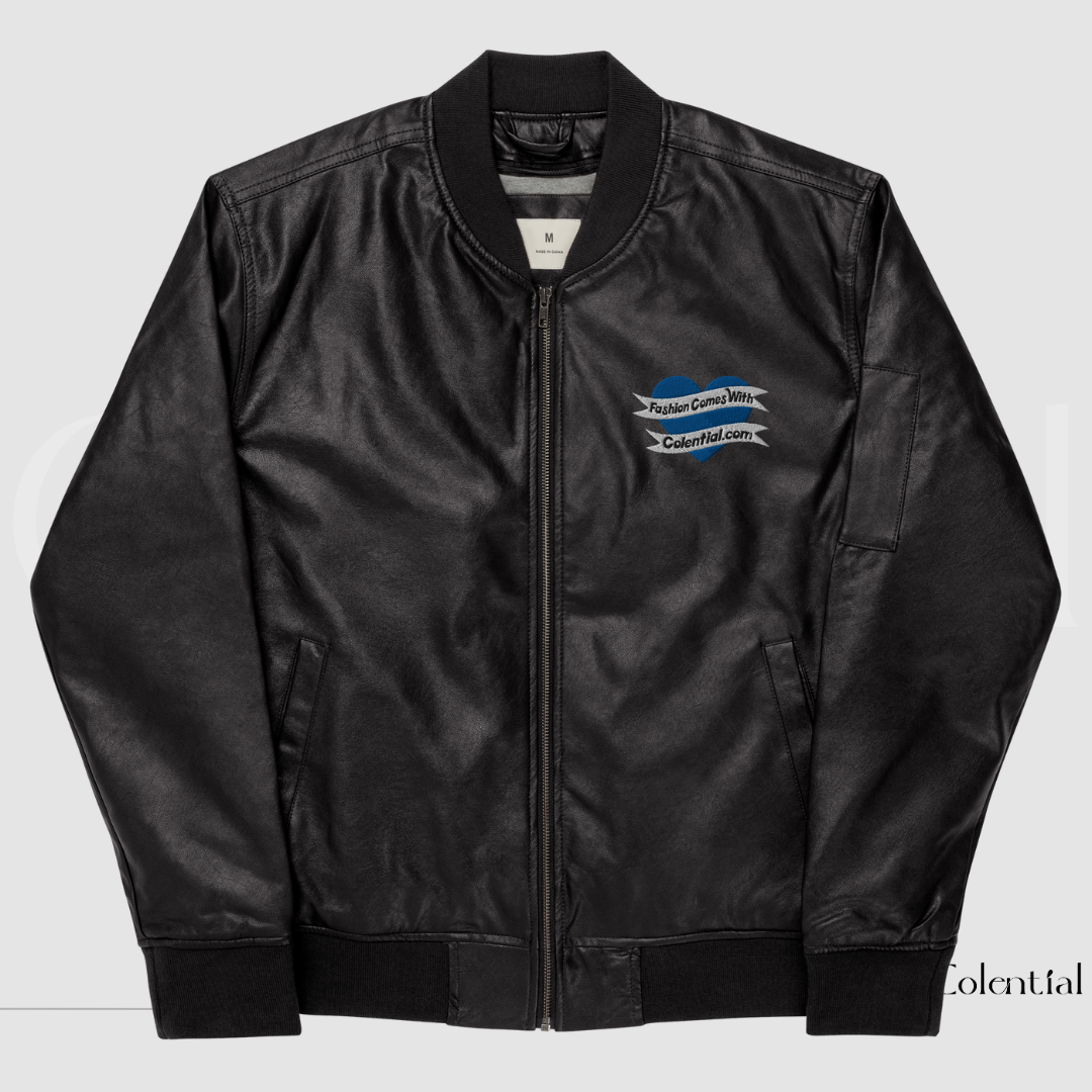 Colential Faux Leather Bomber Jacket - C9005