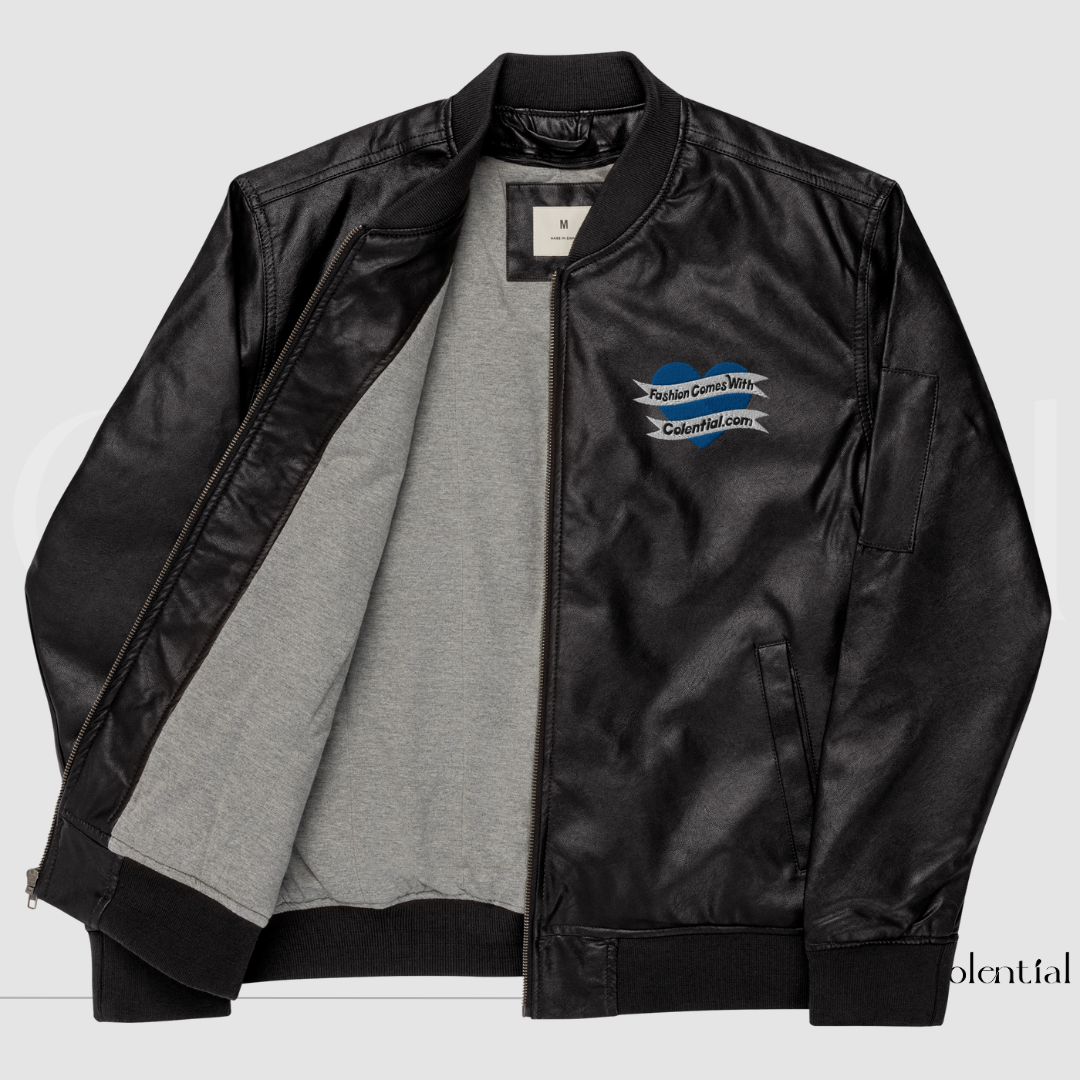 Colential Faux Leather Bomber Jacket - C9005