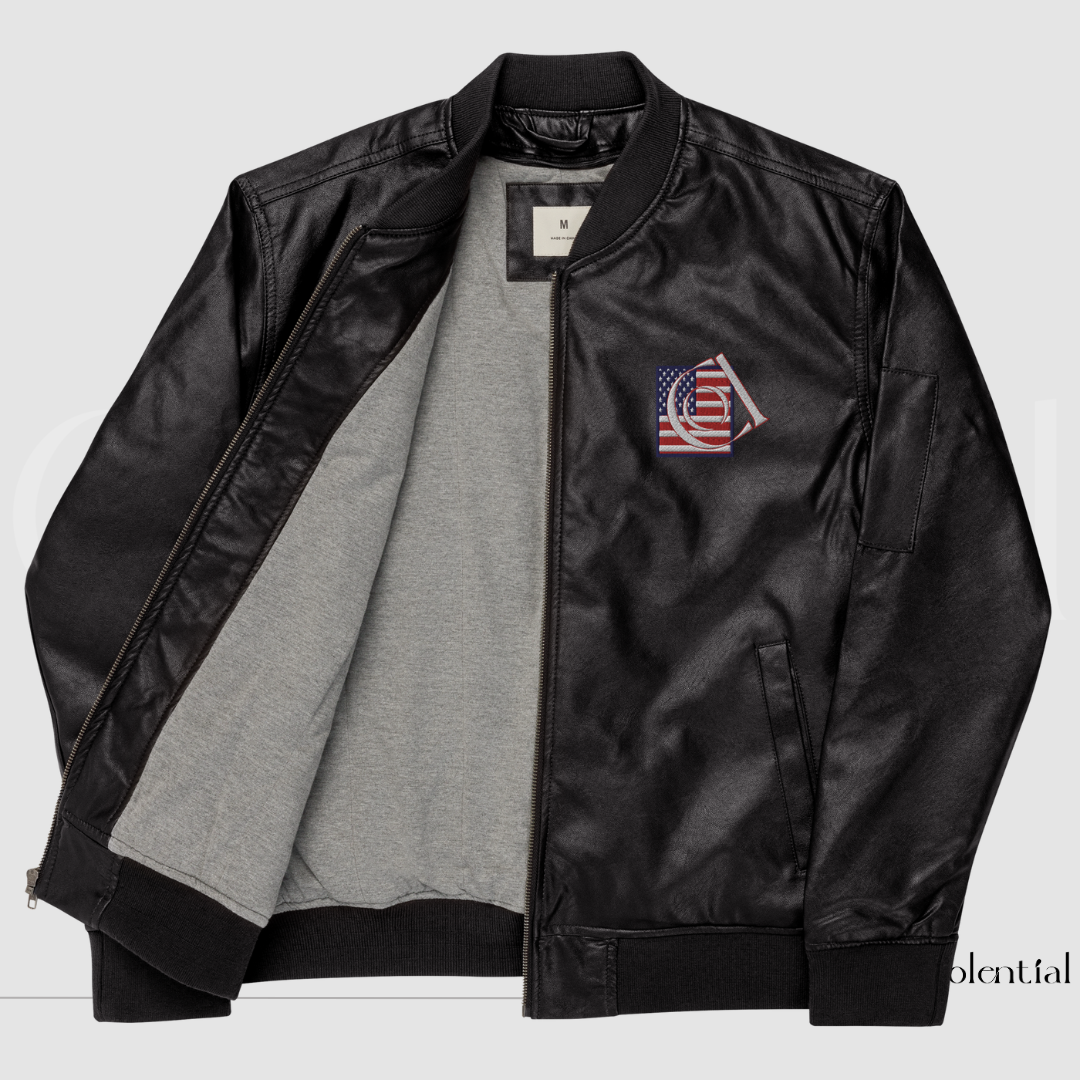 Colential Faux Leather Bomber Jacket - C9006