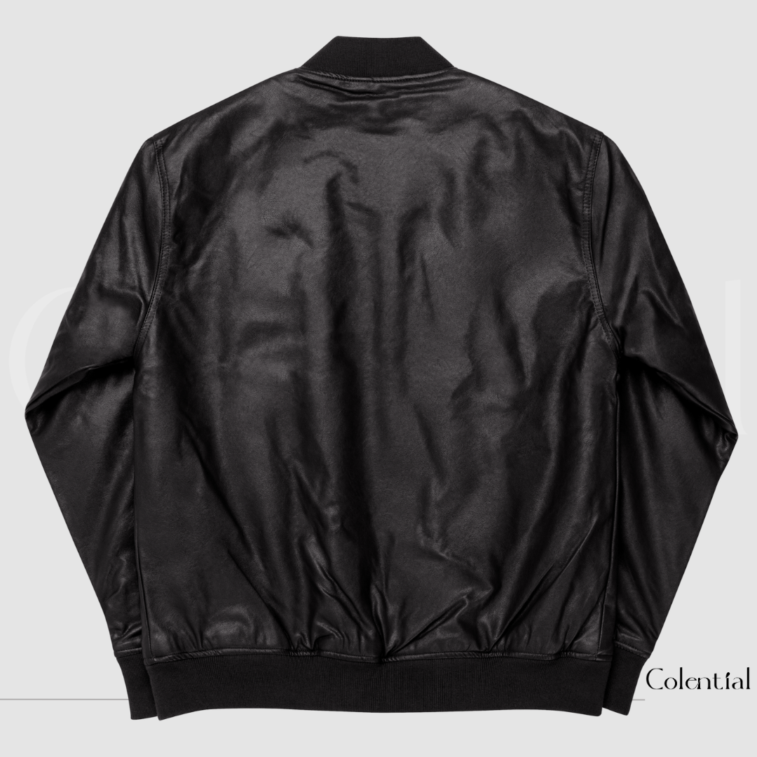 Colential Faux Leather Bomber Jacket - C9005