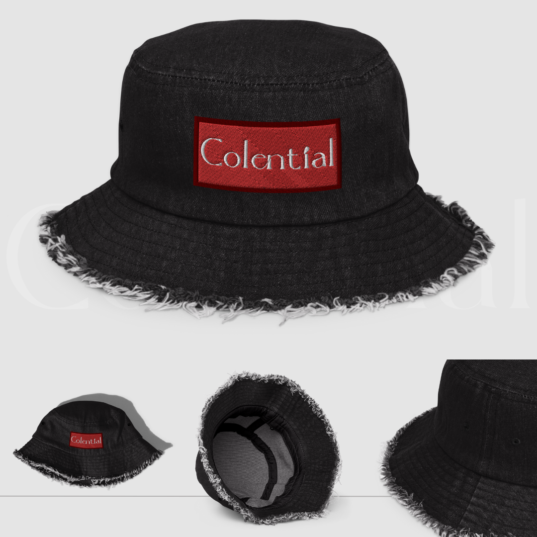 Colential Embroidered Distressed denim bucket hat - CB100