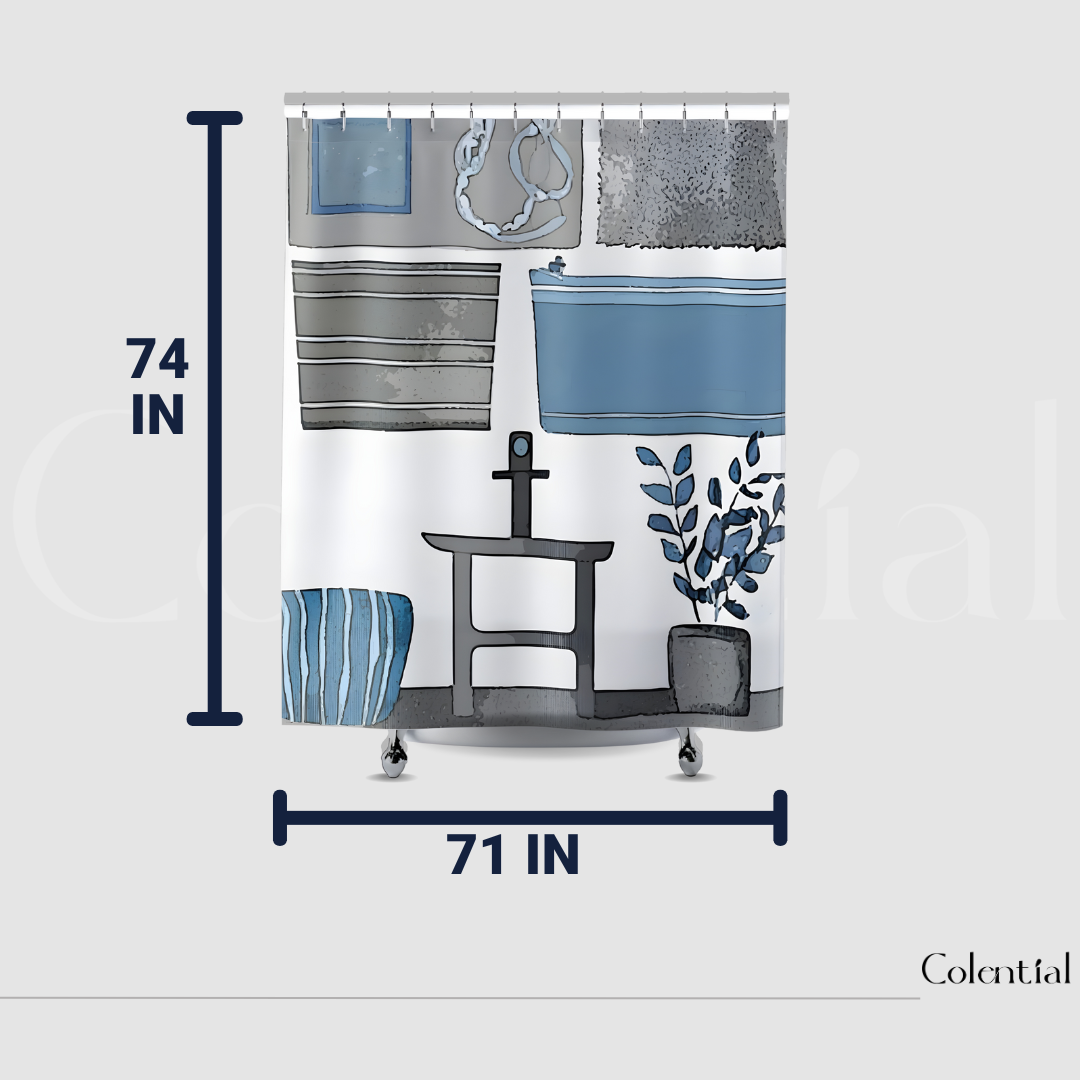 Colential Textured Fabric Shower Bathroom Curtain - BC001