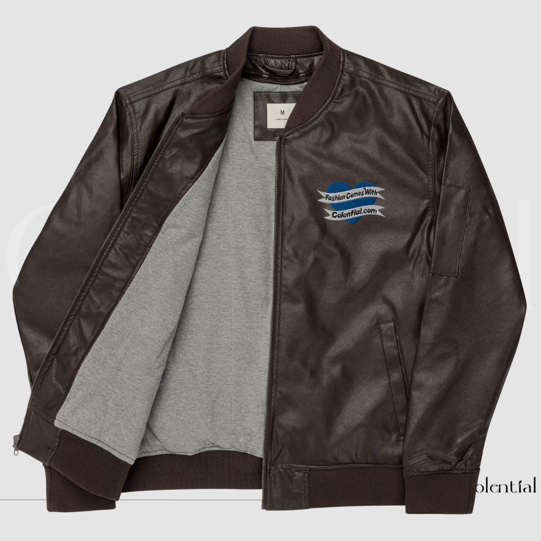 Colential Faux Leather Bomber Jacket - CQ005