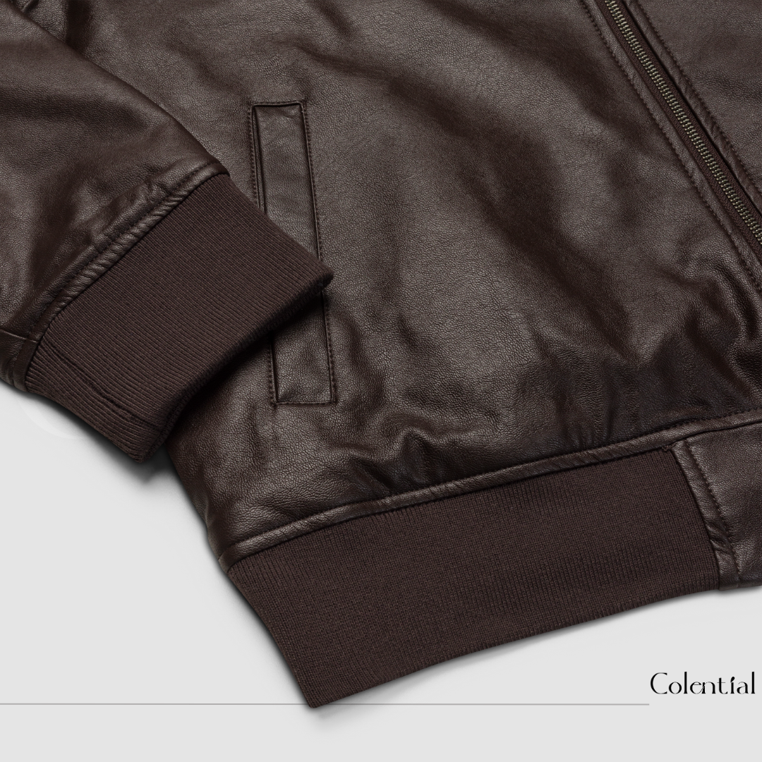 Colential Faux Leather Bomber Jacket - CQ005