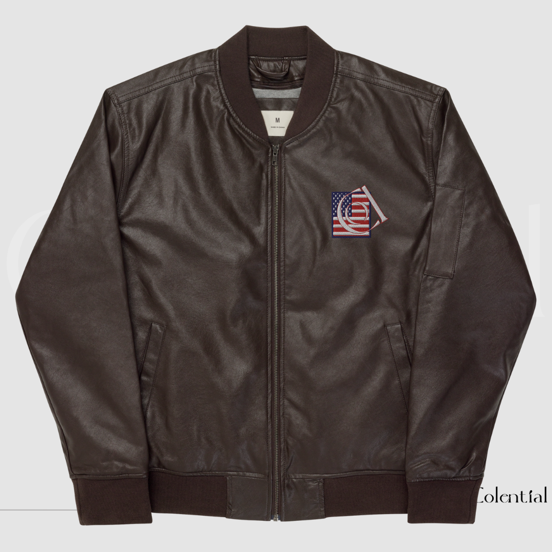 Colential Faux Leather Bomber Jacket - CQ006