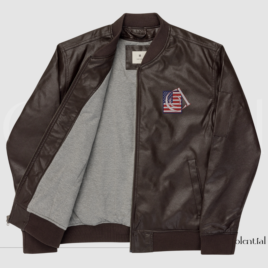 Colential Faux Leather Bomber Jacket - CQ006