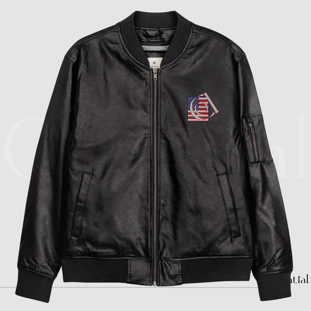 Colential Faux Leather Bomber Jacket - CQ006