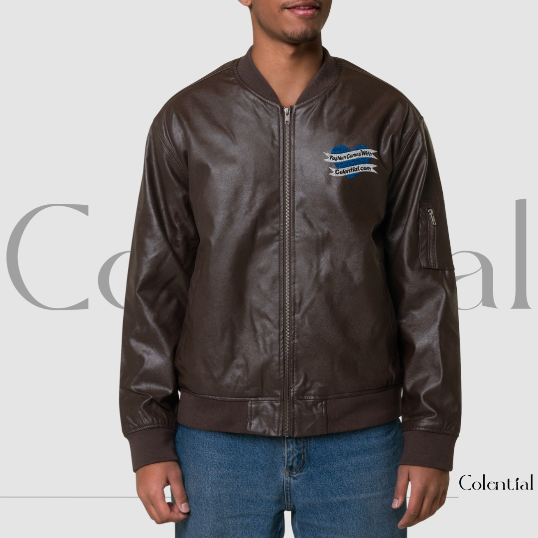 Colential Faux Leather Bomber Jacket - CQ005