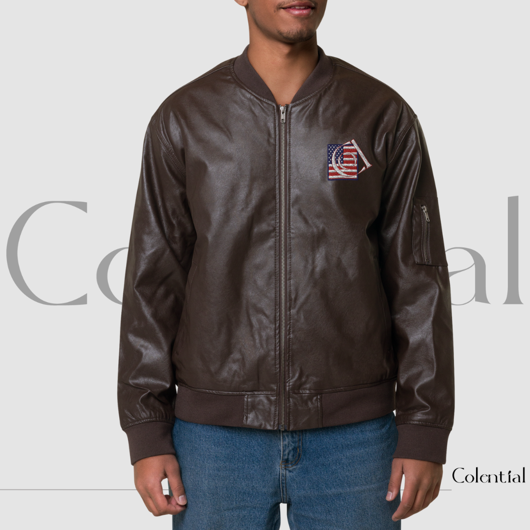 Colential Faux Leather Bomber Jacket - CQ006