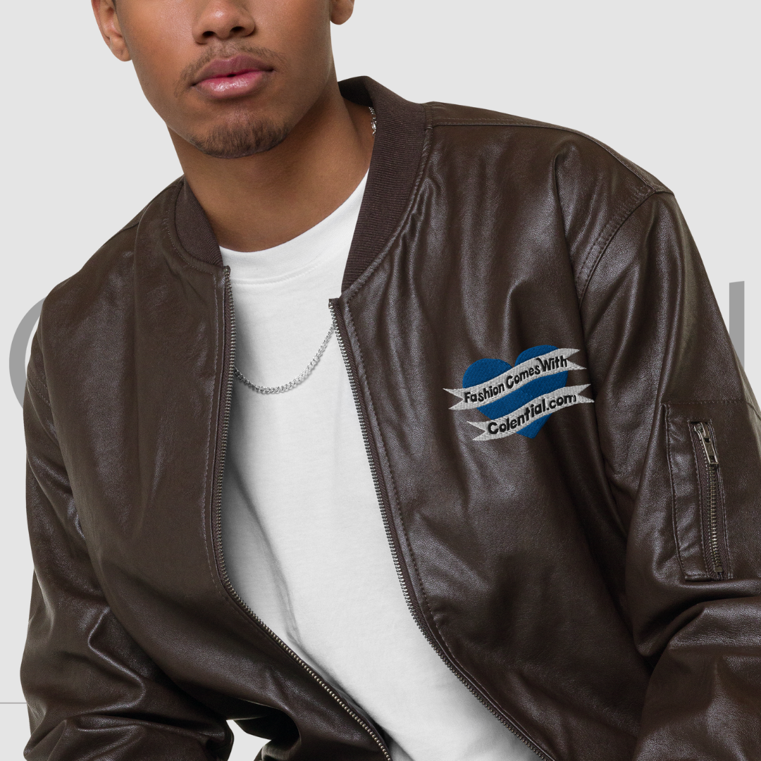 Colential Faux Leather Bomber Jacket - CQ005