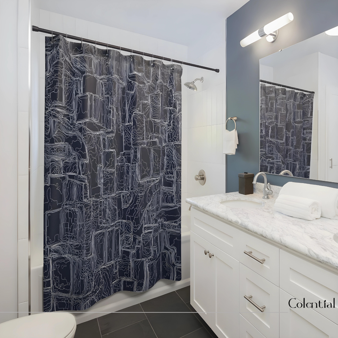 Colential Textured Fabric Shower Bathroom Curtain - BC004