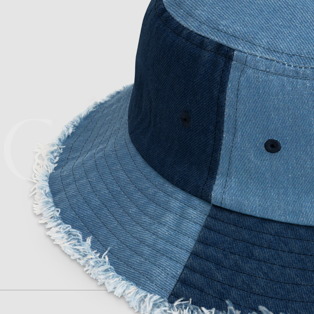 Colential Embroidered Distressed denim bucket hat - CB100