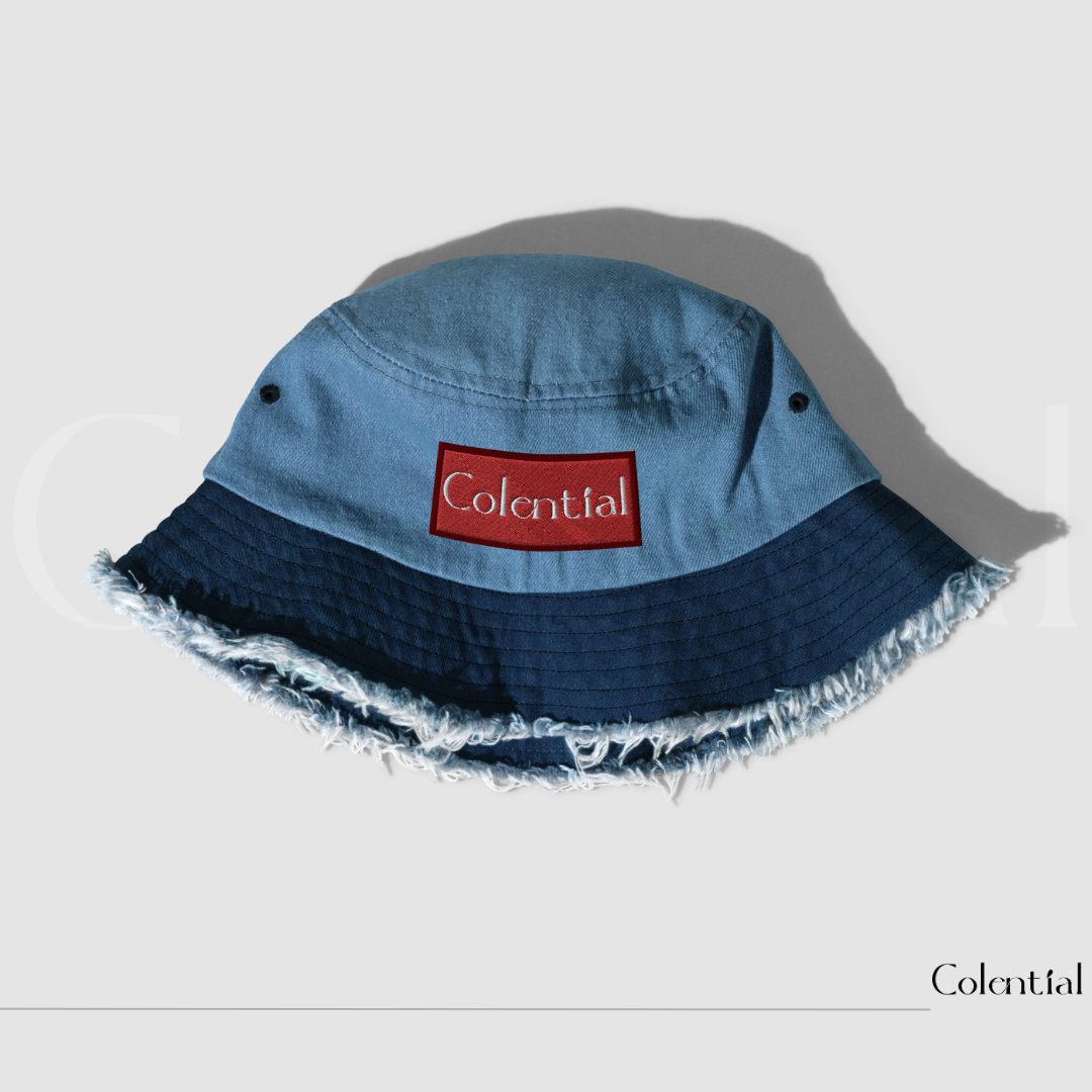 Colential Embroidered Distressed denim bucket hat - CB100